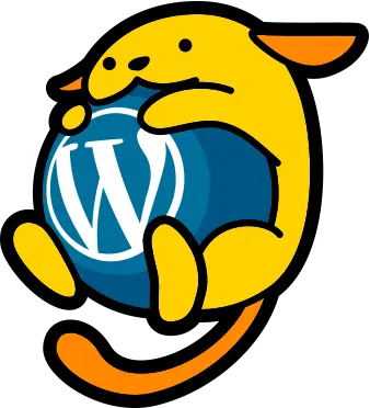 Wapuu hugging the WordPress logo